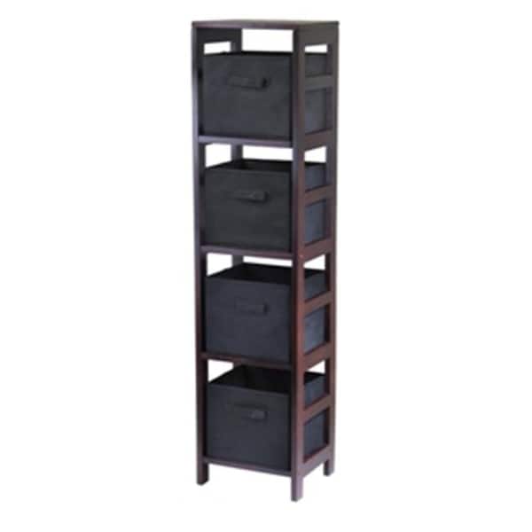 Winsome Winsome 92241 Capri 4-Section N Storage Shelf with 4 Foldable Black Fabric Baskets - Walnut 92241 - main